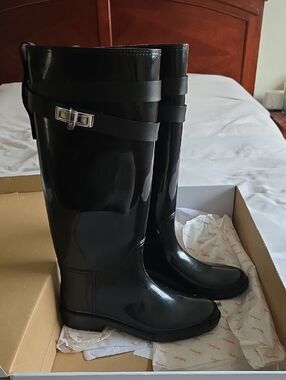 Swims Black Women's Rain Boots with Buckle Strap